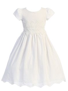 Cotton Flower Girl Dress, White Communion Dress, Girls Communion Dresses, Holy Communion Dresses, Tea Length Skirt, Heirloom Dresses, First Communion Dress, First Communion Dresses, Communion Dresses