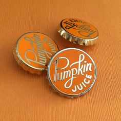 This lapel pin looks just like the bottle cap of a magical brew!  It's the same size as a real cap, with a 3-D wiggly edge and recessed back. The custom-lettered word "Pumpkin" gives a peppy mid-century soda pop look. Silver tone metal with pumpkin-orange enamel color. 28mm wide. Mounted on 2x3.5 inch display card. Harry Potter Birthday Games, Pumpkin Juice, Potter Wallpaper, Potter Quotes, Harry Potter Cosplay, Juice Bottle, Harry Potter Jewelry, Harry Potter Pin, Enamel Pin Collection