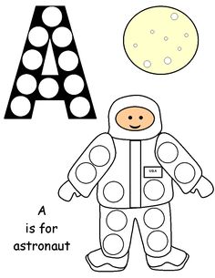 the letter a is for astronaut coloring page with an image of a teddy bear in space suit