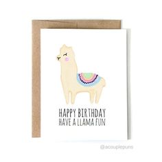 a birthday card with an image of a llama