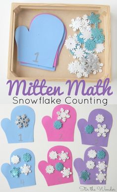 mitten math snowflake counting game for toddlers to learn how to count