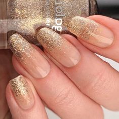 Let the world see you shine! Our All That Glitters collection features 3 nail polishes packed with metallic and holographic glitter. Each polish includes a multitude of glitter sizes and colors for added dimension and sparkle. Each bottle includes 13ml of polish. Nail Polishes Included: Glam (P122) - Gold Glitter Nail Polish Glisten (P123) - Pink Glitter Nail Polish Gleam (P124) - Silver Glitter Nail Polish Why nail polish? Sometimes, your creativity calls for sheer colors, chunky glitters, and Glitter Nail Ombre, Glitter Classy Nails, Nail Designs Gold Glitter, Opaque Glitter Nails, Gold Glitter Tip Nails, Gold Bridal Nails, Holiday Nails Gold, Nail Gel Polish Design Gold Glitter, Gold Wedding Nails For Bride