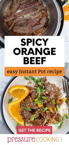 the recipe for spicy orange beef is shown