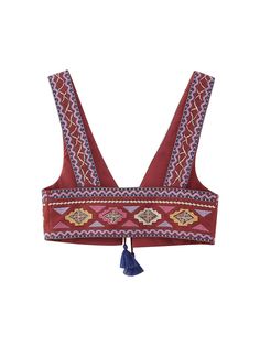 This vintage-style V-neck crop top features a sleeveless design and a front tie for a chic and unique look. Made from high-quality materials, it offers both style and comfort. Perfect for adding a touch of vintage charm to any outfit. Designed by 4COLORDRESS Female Waistcoat, Vest Tops, Tie Crop Top, Neck Crop Top, Vintage Fabric, Ethnic Fashion, Wide Straps, Cropped Tank Top, Crop Tank