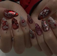 Super Glam Nails, Gothic Valentine Nails, Retro Nails, Hippie Nails, Gothic Nails, Diy Acrylic Nails, Grunge Nails, Pearl Nails