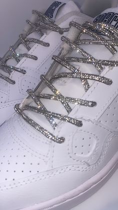 Bling Shoe Laces Made of high-end glass rhinestones. Glam up your favorite sneakers and accessories with rhinestone shoe laces! Colors: Crystal & AB Crystal Approximate Size: Length: 42" - Width: 3MM What's included:  2 x Rhinestone shoe laces 4 x stoppers for each end The stoppers can be set in place with glue.  Ready to ship! Luxury Custom Sneakers With Rhinestones For Streetwear, Luxury Nike Custom Lace-up Sneakers, Luxury White Bedazzled Sneakers, Trendy Bling Lace-up Sneakers, Silver High-top Sneakers With Rhinestones, Silver Sparkling Lace-up Sneakers, Trendy Silver Bling Sneakers, Trendy Silver Sneakers With Bling, Party Sneakers With Silver Rhinestones