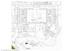 an architectural drawing shows the floor plan for a building with multiple floors and several rooms