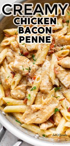 this chicken penne pasta is loaded with bacon