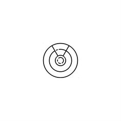 a black and white drawing of a circle with an object in it's center