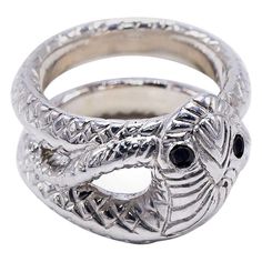 Black Diamond Victorian Style Snake Ring Silver Cocktail Ring J Dauphin J DAUPHIN " Reflection of an Angel" Hand Made in Los Angeles The serpent, or snake, is one of the oldest and most widespread mythological symbols. Historically, serpents and snakes represent fertility or a creative life force. As snakes shed their skin through sloughing, they are symbols of rebirth, transformation, immortality, and healing. For Jung the snake of huge importance was significant symbol for the genetic matrix f Trillion Cut Diamond Ring, Sapphire Cocktail Ring, Contemporary Engagement Rings, Snake Ring Silver, Silver Cocktail, Diamond Fashion Rings, Pink Sapphire Ring, Diamond Cocktail Rings, Snake Ring