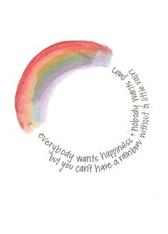 a rainbow painted in the shape of a circle with words on it that read, you can't have a rainbow