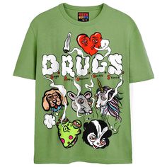 I ♥ D.R.U.G.S. T-Shirts DTG Small Green Heart Clothes, Comfy Shorts, Soft Blankets, Clothing Co, Fashion Tees, Jersey Shorts, Unisex Fashion, Short Sets, Pink And Green