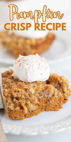 pumpkin crisp recipe with whipped cream on top