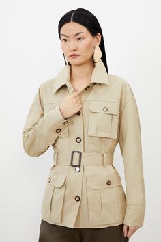 Tailored Cargo Pocket Belted Safari Jacket Safari Fashion, Petite Wedding Guest Dresses, Surface Pattern Design Inspiration, Womens Cargo, I Fall To Pieces, Pattern Design Inspiration, Plus Size Formal, Outfits Petite, Safari Jacket