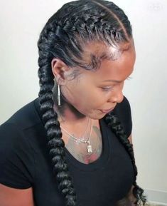 Side Braids Hairstyles, Side Braid With Curls, African Threading, Hairstyles Cornrows, Side Braids, Medium Hair Braids, Natural Hair Woman, Weave Hairstyles Braided, Two Braid Hairstyles