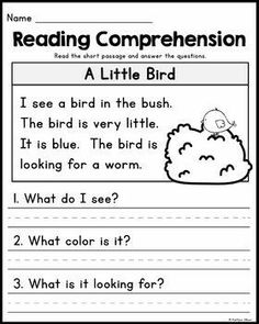 reading worksheet for grade 1 students to practice reading with the birds and other animals