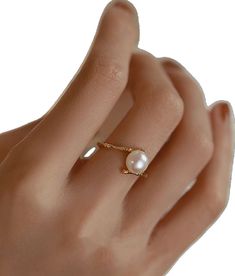 Fine Jewelry Pearl Open Ring, Pearl Drop Open Ring, Minimalist Pearl White Open Ring, Open Pearl Ring With Pearl Drop, Dainty Pearl Open Ring, Elegant Adjustable Pearl Ring As Gift, Elegant Adjustable Pearl Ring For Gift, Open Pearl Ring As Gift, Elegant Adjustable Pearl Ring With Charm