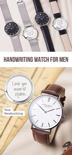 Stylish, sleek, and lightweight, our handwriting engraved leather watch is a perfect husband/boyfriend gift on Valentine's day, annivesary, his birthday and much more!. The back of this engrave mens watch was specifically designed to have the ideal space for an engraving of your choice. Birthday Gifts For Boyfriend Watches, What To Engrave On Watch For Husband, Creative Gifts For Husband Valentines, Creative Anniversary Gifts For Him Husband, Watch For Groom, Engraved Watch, Perfect Husband, Watch Engraving, Get Well Soon Gifts