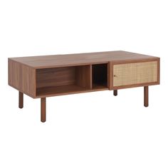 the sideboard is made from wood and has two baskets on each side, one for storage