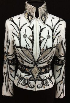 White and Black Jacket by Jean's Custom Show Fashions ~ Ladies Small Western Pleasure Outfit, Jacket Black And White, Funky Shirts