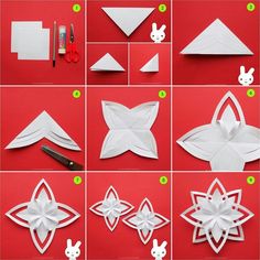 step by step instructions on how to make paper snowflakes