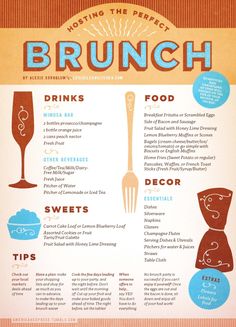 a menu for brunch with different types of food