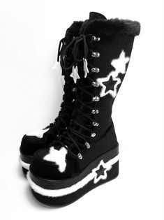 ❤Velvet Star y2k subculture mid-platform boots❤︎ Y2k Shoes Aesthetic, Y2k Stuff, Original Y2k, Star Y2k, Boots Y2k, Shoes Y2k, Goth Shoes, Y2k Shoes, Dr Shoes