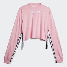 Tape Tee Pink DZ0099 Adidas Long Sleeve, Adidas Falcon, Normal Clothes, Pink Adidas, Womens Long Sleeve Shirts, Adidas Tops, Long Sleeve Crop, Kids Fashion Girl