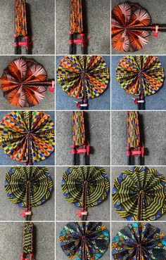 African Fabric Hand Fan With Leather Handle, Decorative Fan made with Ankara Fabrics, Colorful Hand Fans, Folding fan from Africa Fabric Hand Fan, Hand Fans, Folding Fan, Ankara Fabric, African Fabric, Hand Fan, Leather Handle, Ankara, Etsy Accessories