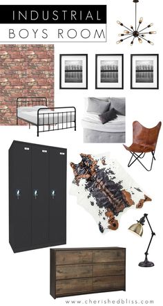 Industrial Boys Bedroom Design Board Bedroom Industrial Design, Industrial Boys Bedroom, Industrial Boys Rooms, Bedroom Design Board, Bedroom Industrial, Industrial Bedroom Design, Contemporary Bedroom Design, Bedroom Minimalist, Interior Design Books