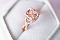 Beautiful Elegant Peachy-Pink Morganite Ring ►Base Metal: Sterling Silver (S925) ►Plating: 14K Rose Gold Vermeil ►Accented With Simulated Diamonds Stone Cut: Cushion Gem size: 8.0 mm Carat Weight: 2.04 ct. Stone Creation: Lab-Created ►Personalization and engravings are availabeat extra cost. Please contact me before placing a custom order. ►Please be aware that plated jewelry can wear off over time, if this is a concern we would suggest going with the sterling silver or solid gold jewelry option Rose Gold Wedding Ring With Vs Clarity, Wedding Rose Gold Ring With Vs Clarity, Infinity Shape Fine Jewelry For Wedding, Infinity Wedding Ring With Prong Setting, Wedding Infinity Rings With Accent Stones, Classic Infinity Diamond Wedding Ring, Elegant Rose Gold Cushion Cut Wedding Ring, Rose Gold Infinity Ring For Wedding, Pink Morganite Ring