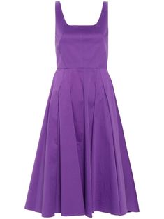 grape purple cotton blend stretch-design pleat detailing dart detailing square neck sleeveless two side inset pockets flared skirt mid-length partial lining straight hem concealed rear zip fastening Luxury V-neck Fit And Flare Midi Dress, Purple A-line Fit And Flare Dress, Viscose Midi Dress Purple, Chic Purple A-line Midi Dress, Chic Purple V-neck Midi Dress, Bohemian Wedding Guest, Purple Midi Dress, Versace Outfit, City Dress