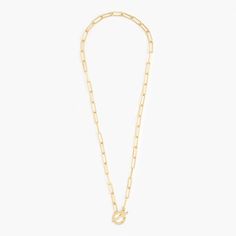 A new spin on a classic chain, wear this charm necklace alone or paired with our unique charms. A simple hinge closure makes attaching charms a breeze. Available in 14k gold plated brass Chain width: 5mm 17" elongated link paperclip chain 1/2" hinge clasp Toggle closure Made in the USA SKU: BYN1277 Toggle Necklace, Gold Charm Necklace, Brass Chain, Unique Charms, Beautiful Packaging, Paper Clip, Something Special, Charm Necklace, Jewelry Box