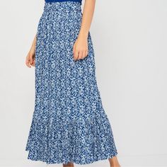 Zara Crinkle Pleated Tiered Maxi Skirt Blue & White Print Elasticized Waistband, Flounced Tiers To Hem 100% Polyester New Never Used Xs Zara Tiered Skirt For Vacation, Zara Flowy Maxi Skirt For Vacation, Blue Ruffled Maxi Skirt For Vacation, Bohemian Blue Zara Bottoms, Blue Maxi Skirt With Elastic Waistband For Vacation, Zara Flowy Tiered Maxi Skirt, Zara Casual Tiered Maxi Skirt, Casual Blue Maxi Skirt With Ruffles, Casual Blue Ruffled Maxi Skirt