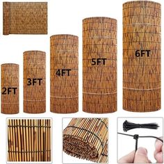 several different types of bamboo poles with numbers and measurements for each piece in the image