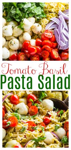 pasta salad with tomatoes, mozzarella and spinach