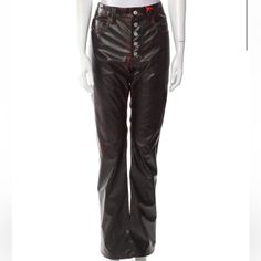 Bew With Tags Brown High-Rise Slit Pockets Button Closure Waist: 35" Hip: 39.5" Rise: 11" Leg Opening: 16.5" Inseam: 31.5" Fabric: 100% Polyester; Combo 100% Polyurethane Diesel Boots, Diesel Pants, Diesel Brand, Womens Black Pants, Pant Trends, Zipper Pants, Black Leather Pants, Diesel Jeans, How To Hem Pants