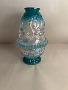 1/6 Made no chips or cracks Aqua Fairy Lights, Winter Theme Fairy Lamp Fenton, Aqua Light Blue Fairy Lights, Carnival Glass Fairy Lamp, Fenton Fairy Lamp, Antique Fairy Lamp, Vintage Moon, Kind Of Blue, Fairy Lamp