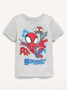 crew neck short sleeves licensed graphic MARVEL, Marvel Comics™ & © 2024 Marvel Entertainment, LLC and its subsidiaries.  Licensed by Marvel Characters B. V.  All rights reserved.  relaxed fit hits below waistmachine wash according to the care instruction label Toddler Boy Tops, Boy Toddler, Outfit Codes, Berry Ave, Boy Character, Marvel Entertainment, Unisex Baby Clothes, Toddler Clothes, Christmas 2024