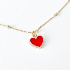 "Adjustable 18k gold plated necklace with red heart pendant. - Approx. 14\" long or 18\" long + 2\" adjustment SHOP MORE JEWELRY, https://www.etsy.com/shop/melissavelia?section_id=10442322" Red Heart Pendant, Bridesmaid Belt, Bow Belt, Necklace Layering, Designer Belt, Inspired Jewelry, Vintage Belts, Layering Necklace, Gold Plated Necklace