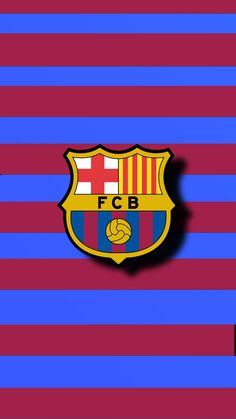 the barcelona fc logo on a striped background