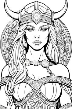 This Viking beauty requires a skilled artist to bring colour to her cheeks and life to soul. American Flag Coloring Page, Arte Viking, Tattoos Men, Star Coloring Pages, Flag Coloring Pages, Heart Coloring Pages, Geometric Tattoos, Adult Coloring Designs