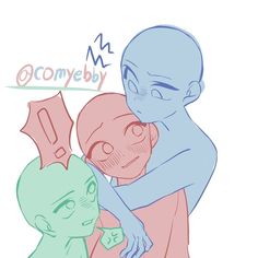 an alien hugging another alien with the caption commeby on it's forehead