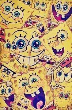 an image of spongebob cartoon characters with big eyes and googly eyes on them