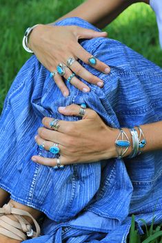 A talented Navajo created this brilliant blue turquoise double stone ring. Notice the striking dark matrix in the turquoise.The hand-cut sterling silver frame surrounds the smooth bezel set turquoise stones. Two sterling silver beads add additional detail to this very attractive ring. The sterling silver split shank band is very comfortable to wear. Stamped Sterling Arizona Lifestyle, Double Stone Ring, Rodeo Jewelry, Western Rings, Silver Turquoise Jewelry, Navajo Rings, Turquoise Bracelet Cuff, Navajo Turquoise, Turquoise Stones