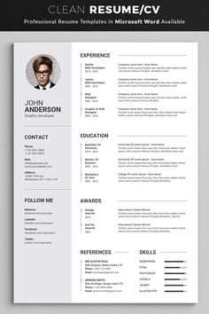 a clean and professional resume template with no work experience on the front page, it is also