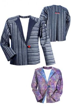 two pieces of clothing are shown with one jacket and the other is in different colors