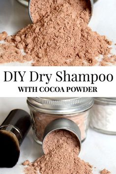 Learn to make diy dry shampoo like this cocoa powder dry shampoo for the healthiest, most affordable option for natural hair care. Cocoa Powder Dry Shampoo, Dry Shampoo Dark Hair, Powder Dry Shampoo, Diy Shampoo Recipe, Homemade Dry Shampoo, Natural Dry Shampoo, Dry Shampoo Powder, Baking Soda For Hair, Baking Soda Benefits