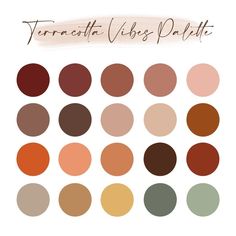 the color scheme for terracotta vibes palette is shown in different shades and sizes