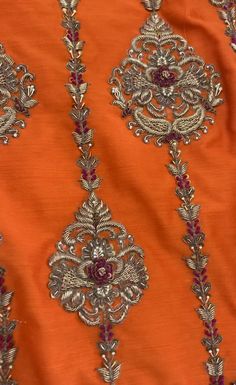 Hand Embroidery Zardozi Designs, Hand Embroidery Dupatta Design, Aari Work Embroidery Design, Zardozi Embroidery Designs, Kashida Embroidery, Fancy Dress Material, Diy Embroidery Shirt, Zardosi Embroidery